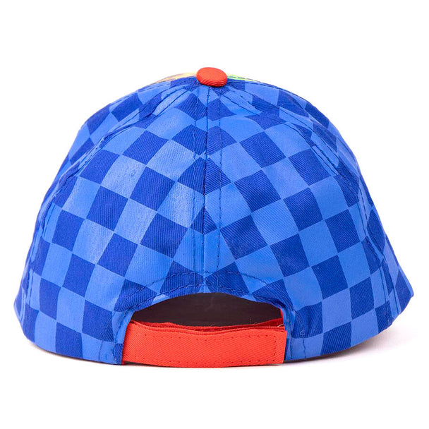 Casquette Sonic The Hedgehog CERDÁ vue de face avec logo coloré sur fond bleu