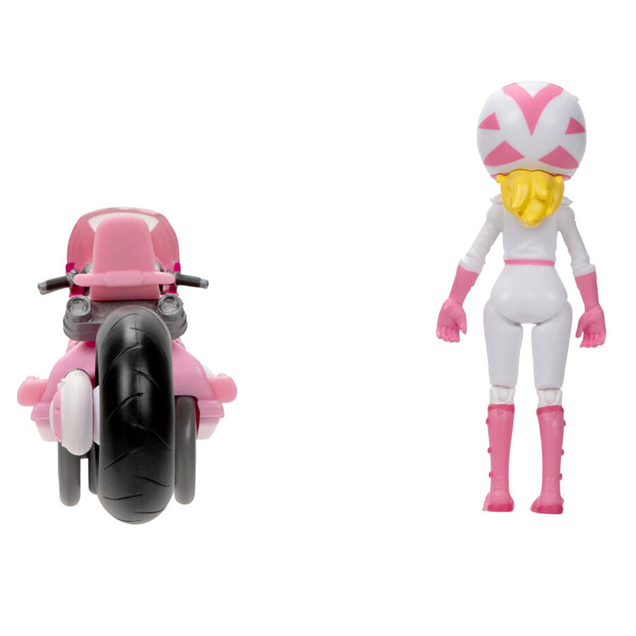 Image montrant la taille compacte de la figurine Peach Kart à côté d’un objet courant