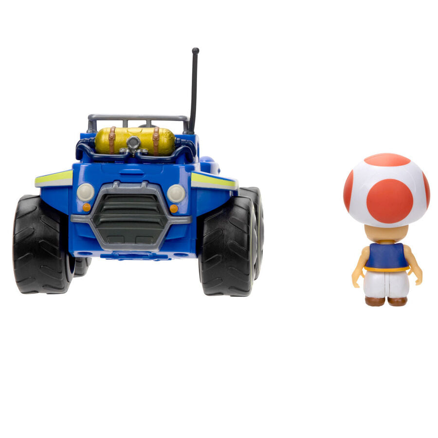 Vue arrière de la figurine Mario Kart Toad Kart mettant en avant les détails du kart
