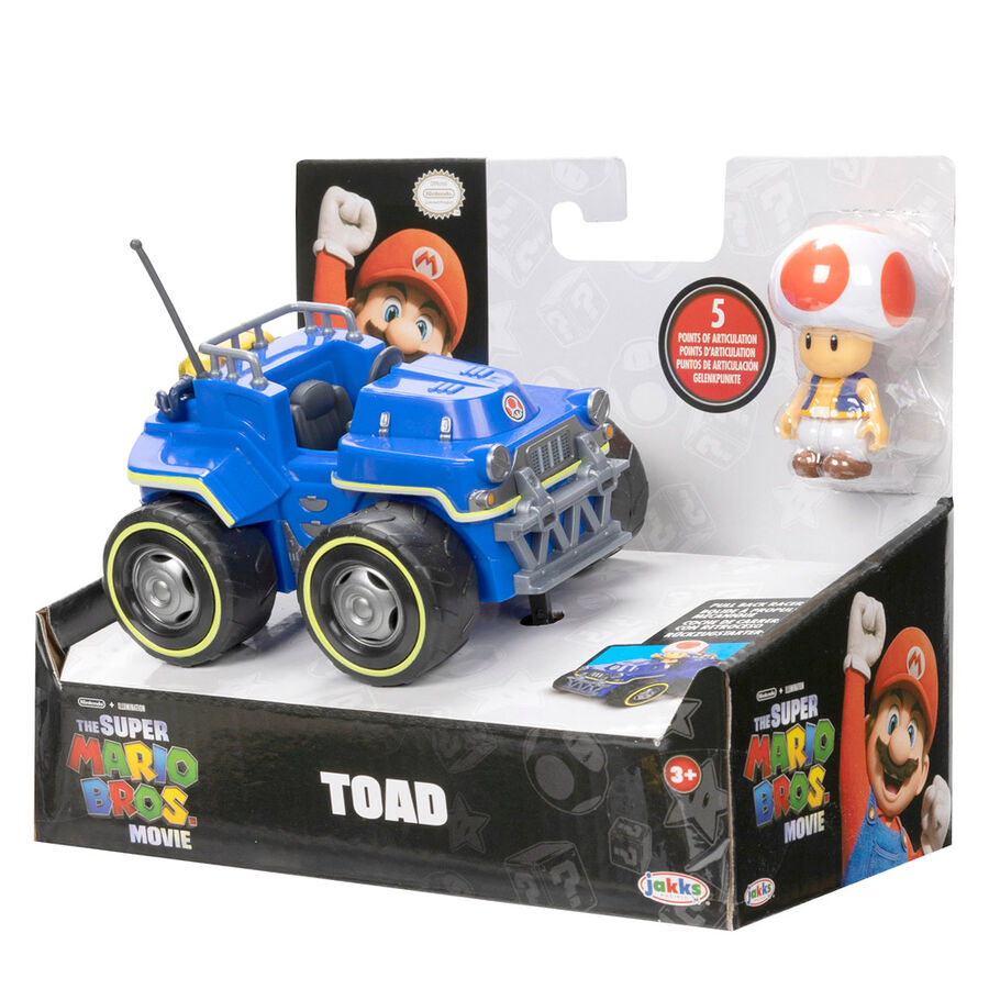 Vue latérale droite de la figurine Mario Kart Toad Kart avec éclairage mettant en valeur les couleurs