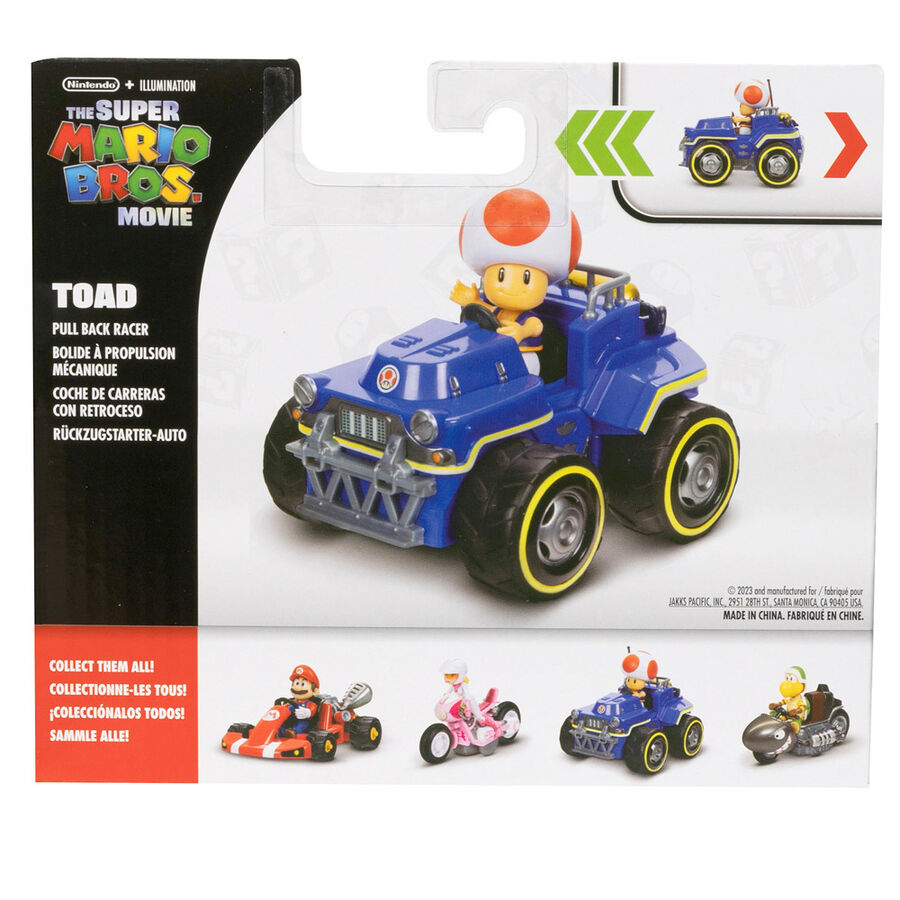 Ensemble complet des 9 images présentant différentes perspectives de la figurine Mario Kart Toad Kart