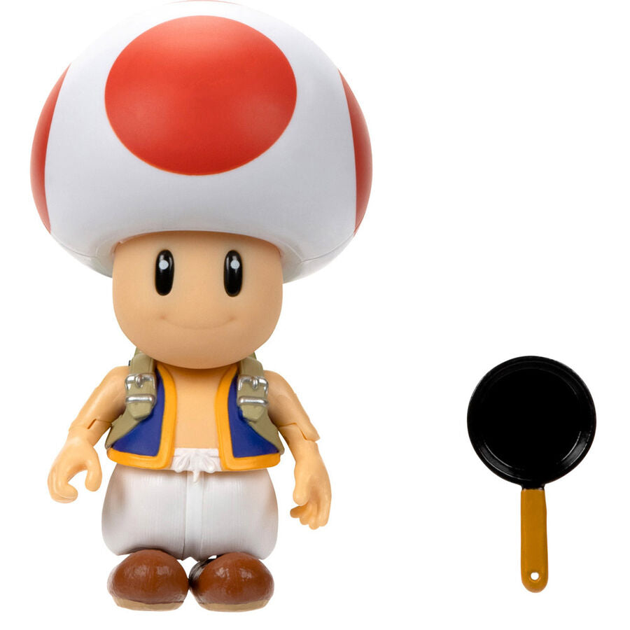 Vue latérale gauche de la figurine Toad montrant les détails du visage et du costume