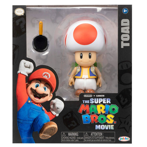 Figurine Toad Super Mario Bros de face avec son chapeau blanc à pois rouges, hauteur 13 cm