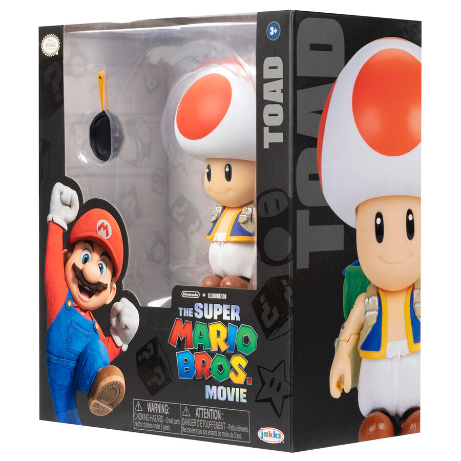 Photo rapprochée des pieds et de la base de la figurine Toad Super Mario Bros