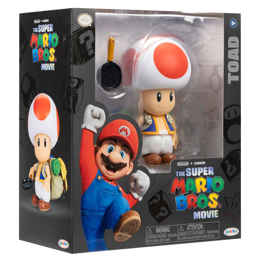 Vue arrière de la figurine Toad révélant le dos du costume et les motifs du chapeau