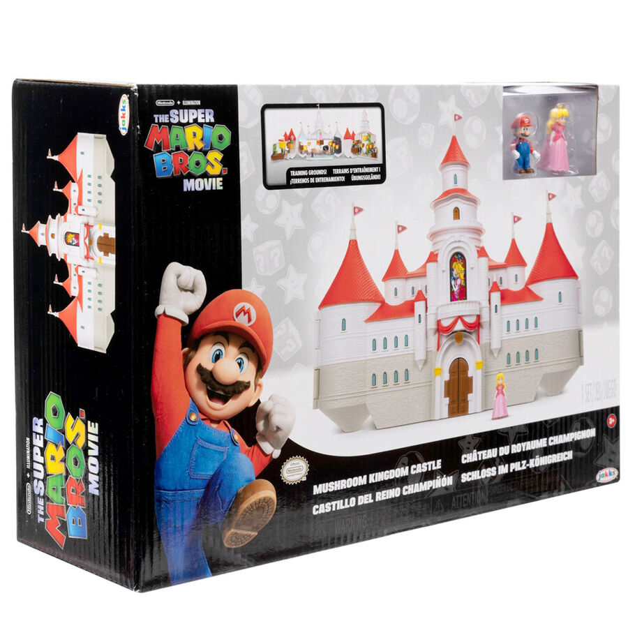 Mise en scène des figurines en action sur le playset Super Mario Bros The Movie