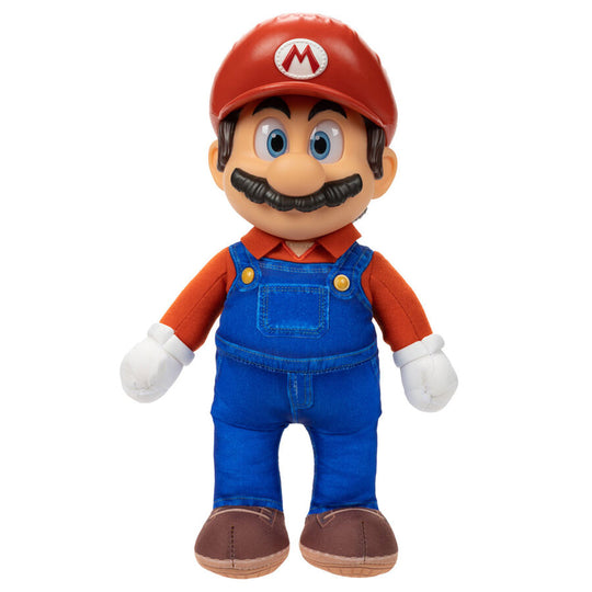 Vue latérale de la peluche Super Mario Bros 30 cm mettant en avant sa qualité de tissu