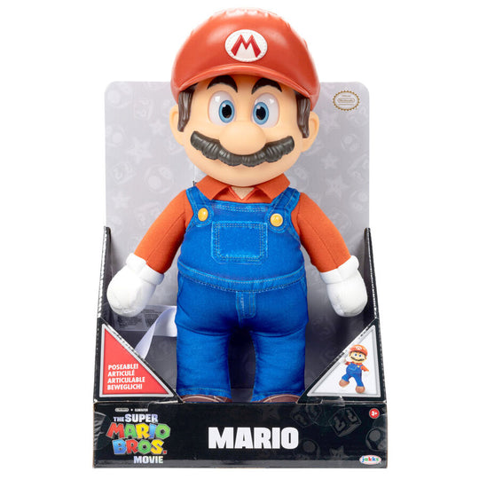 Peluche Super Mario Bros 30cm vue de face avec détails colorés et finition soignée