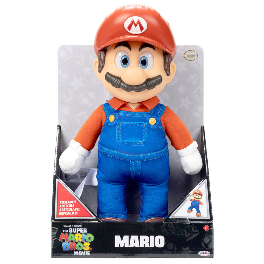 Peluche Super Mario Bros 30cm vue de face avec détails colorés et finition soignée
