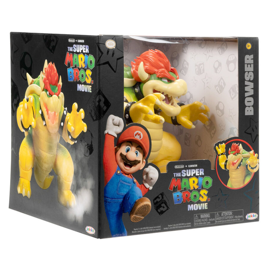 Figurine Bowser en position d'attaque mettant en valeur ses griffes et sa queue