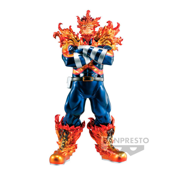 Figurine Endeavor de My Hero Academia en position dynamique sur fond blanc, 19 cm de hauteur