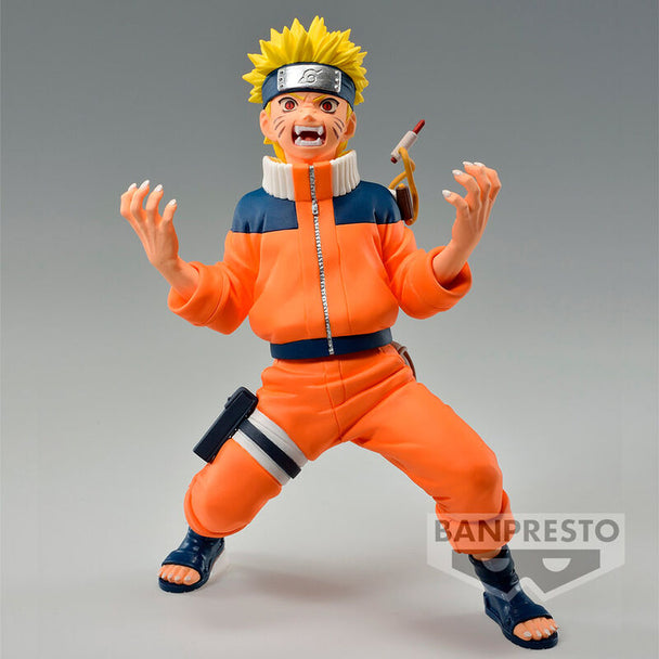 Vue de face détaillée de la figurine Naruto Shippuden Uzumaki Naruto II avec ses vêtements traditionnels