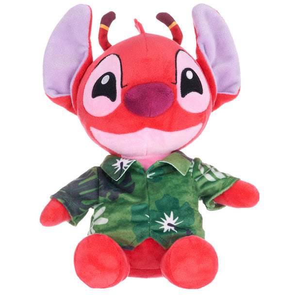 Peluche Disney Stitch Leroy Hawaiian de 27cm en position assise, tissu doux et couleurs vives