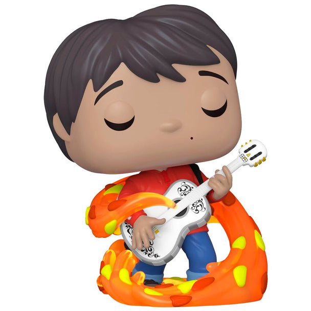 Vue rapprochée de la figurine Miguel de la collection Funko POP Disney Pixar Coco avec détails soignés