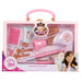 Valisette coiffeuse Disney Princesses ouverte avec accessoires de coiffure visibles sur fond blanc