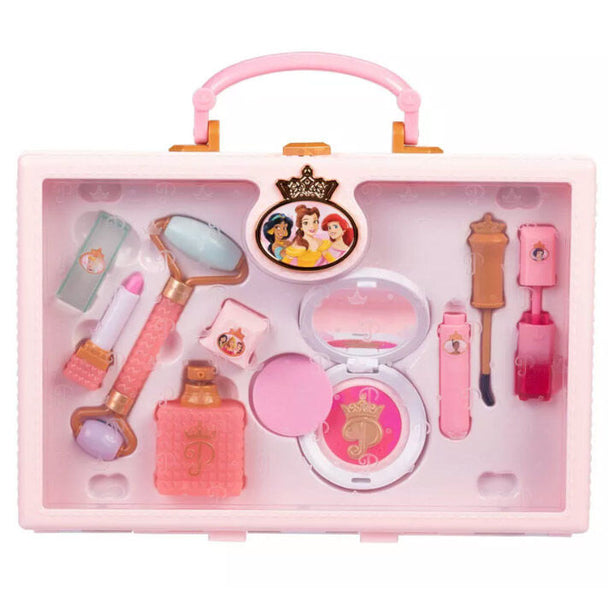 Trousse de maquillage Disney Princesses ouverte montrant tous les accessoires inclus pour enfants à partir de 3 ans