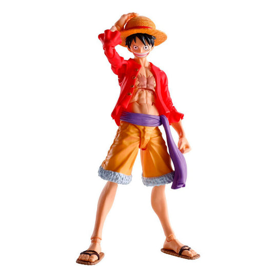 Figurine articulée Monkey D Luffy SH Figuarts 14,5cm en position de combat, édition Raid of Onigashima