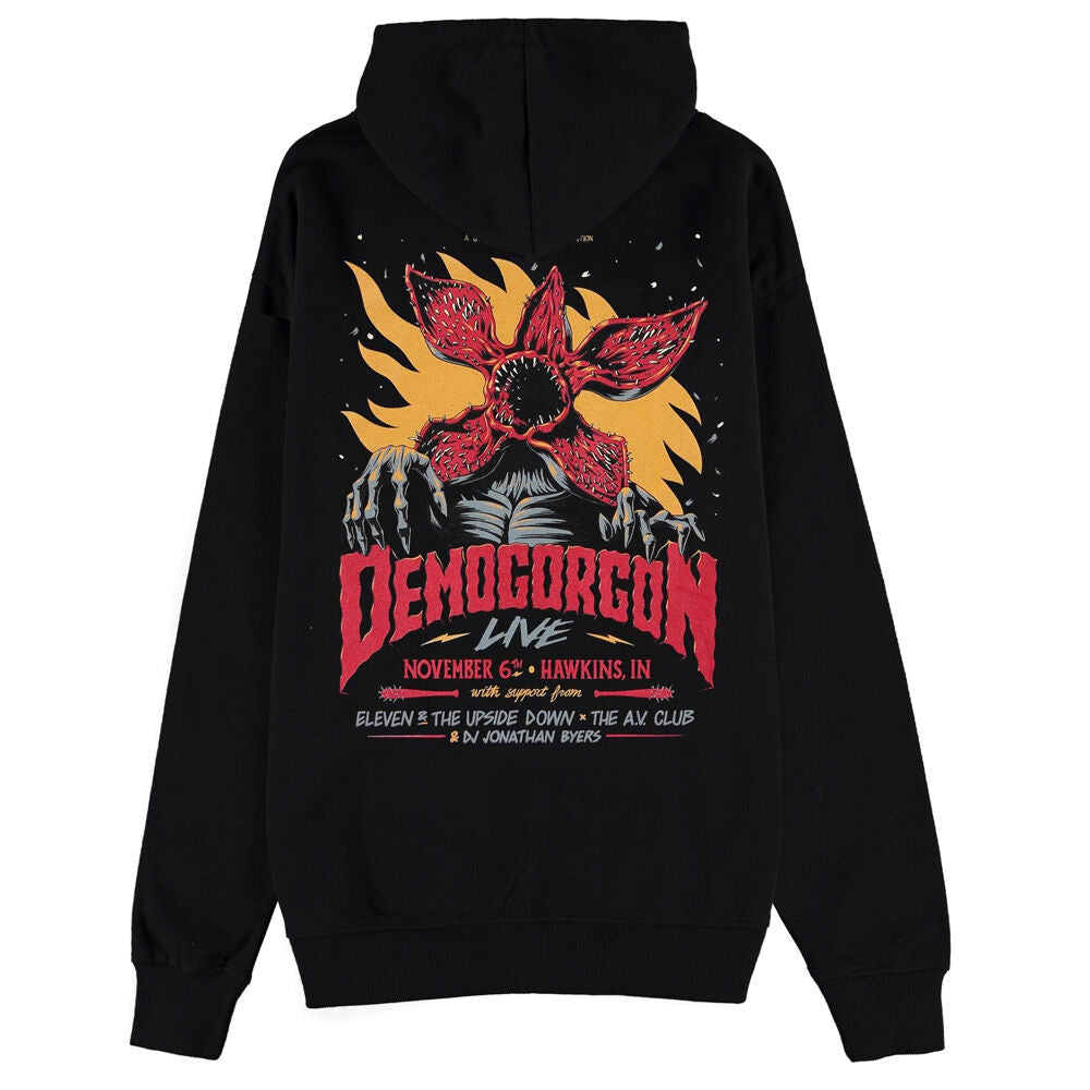 Sweat à capuche Stranger Things Demogorgon vue de face avec logo DIFUZED sur fond sombre