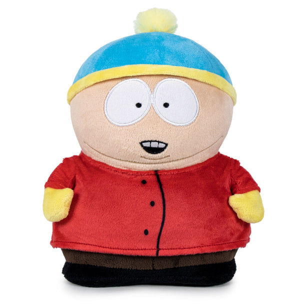Peluche officielle Cartman de South Park de 27cm en tissu doux, vue de face avec détails précis du personnage.