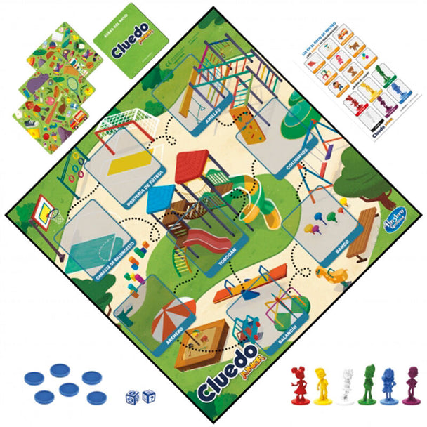 Plateau double-face du jeu Cluedo Junior montrant les deux niveaux de jeu pour enfants dès 4 ans
