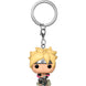 Vue rapprochée du porte-clés Boruto Uzumaki FUNKO Pocket POP montrant les détails précis et la finition soignée