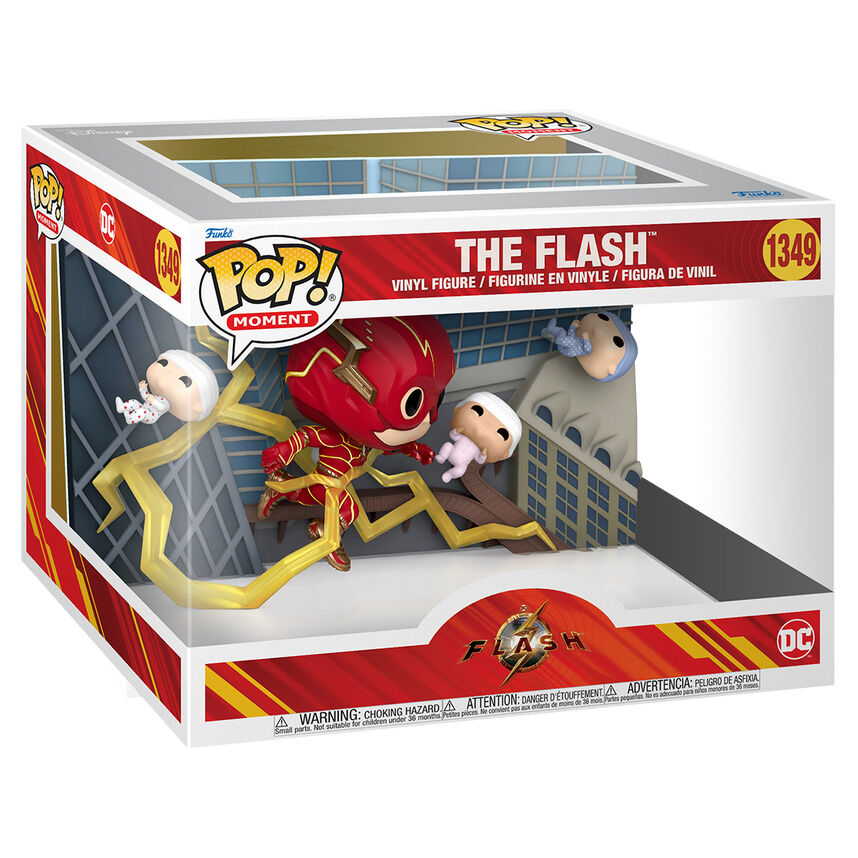 Figurine POP The Flash Baby Rescue de FUNKO vue de face avec détails colorés et expression dynamique