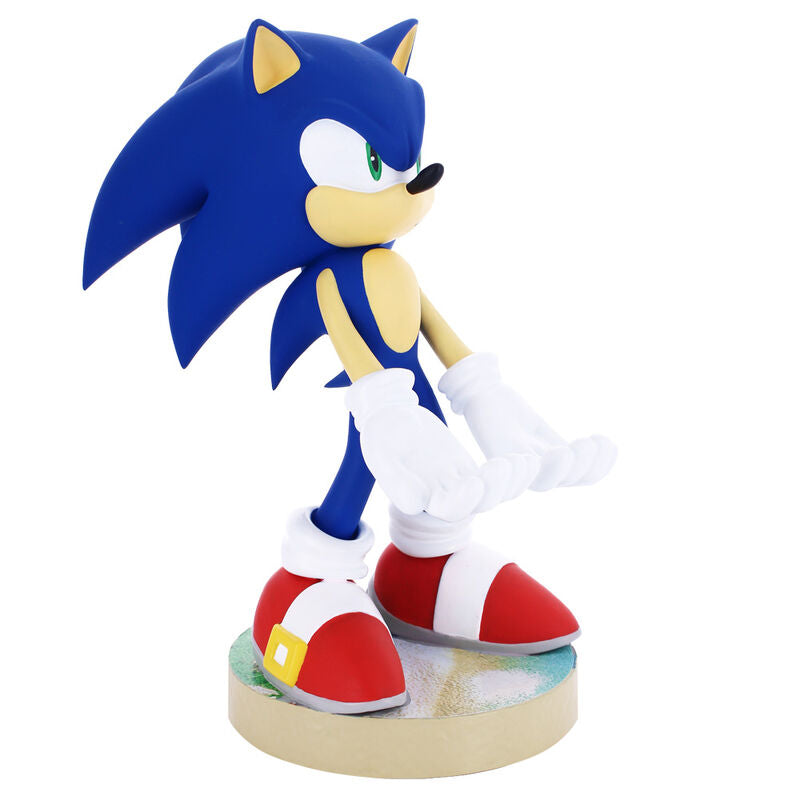 Support Sonic en position verticale avec smartphone iPhone fixé et manette Xbox à côté