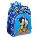 Sac à dos Sonic The Hedgehog 42 cm avec design bleu et logo SAFTA, vue de face montrant la grande poche avant