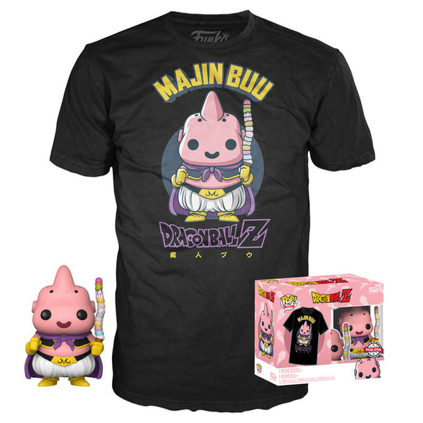 Figurine POP Majin Buu exclusive FUNKO avec détails précis et couleurs vives sur fond blanc