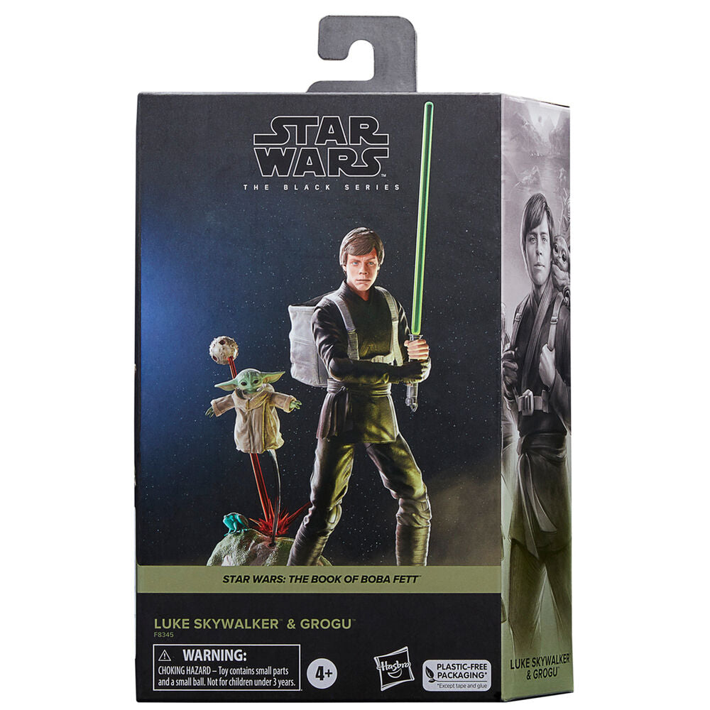Gros plan sur Grogu tenant une boule verte dans la figurine Star Wars Boba Fett