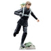 Vue de profil de la figurine Luke Skywalker et Grogu avec leurs costumes authentiques