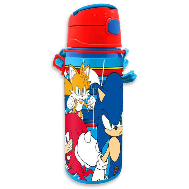 Gourde en aluminium Sonic The Hedgehog 600ml avec poignée, design officiel KIDS LICENSING, idéale pour enfants.
