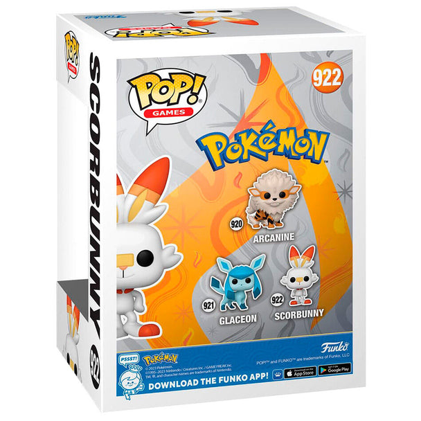 Vue latérale de la figurine Scorbunny Funko POP montrant les détails du visage et des oreilles