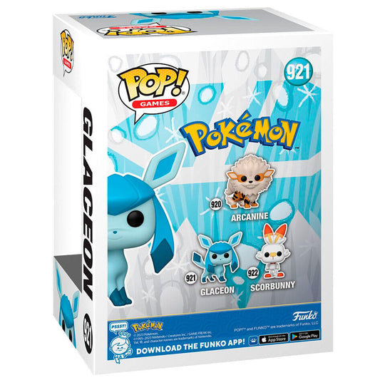 Vue rapprochée de la figurine Funko POP Glaceon montrant les détails soignés et la finition brillante