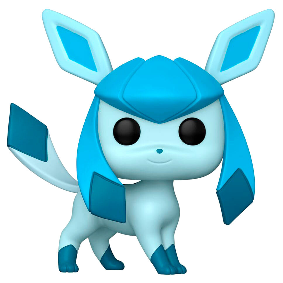 Figurine Funko POP Glaceon de 25 cm en vinyle avec détails précis et couleurs vives, présentée dans sa boîte vitrine transparente.