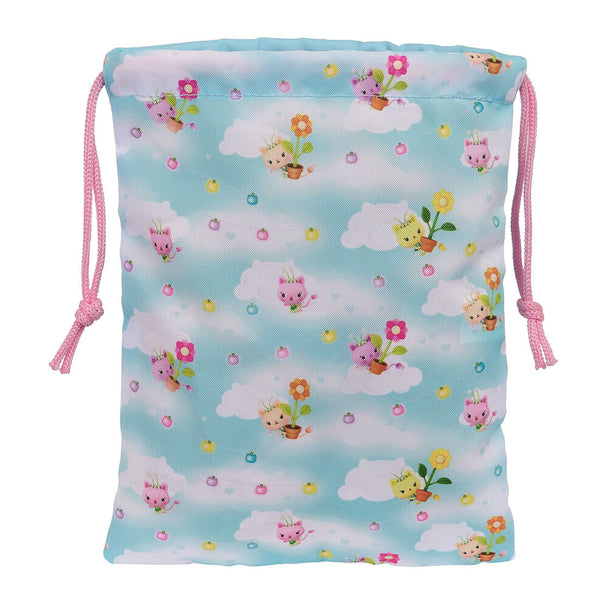 Détail de la fermeture à cordon du sac à déjeuner Gabbys Dollhouse SAFTA, montrant la qualité du matériel.