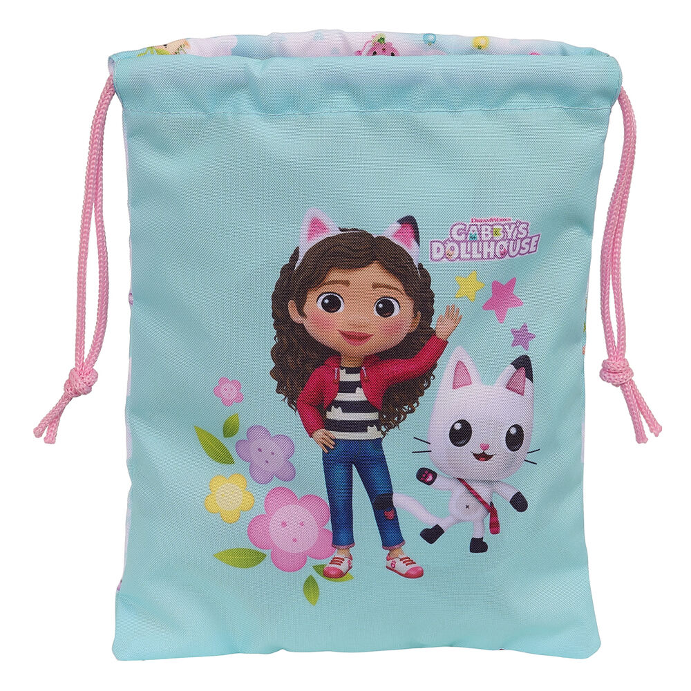 Vue latérale du sac à déjeuner Gabbys Dollhouse SAFTA mettant en avant son design coloré et compact.