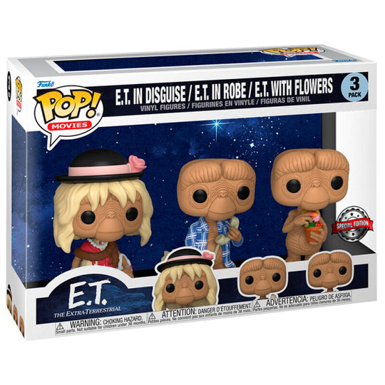 Pack de 3 figurines Funko POP exclusives E.T. The Extra-Terrestrial avec détails soignés