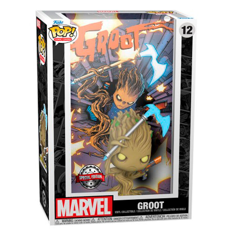 Figurine Funko POP Marvel Groot Comic Cover exclusive, vue de face avec détails colorés et design unique