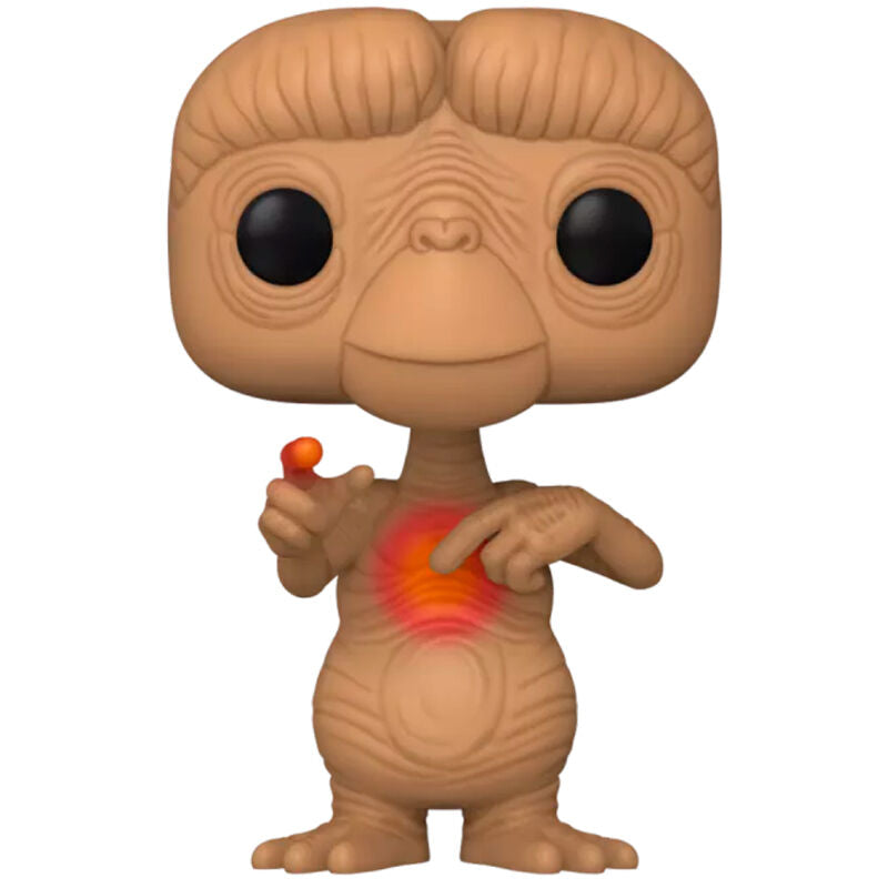Vue rapprochée de la figurine Funko POP E.T. édition exclusive 40e anniversaire sous emballage transparent