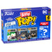Blister contenant 4 figurines Bitty POP The Joker DC Comics de FUNKO, présentées dans des boîtiers acryliques rigides