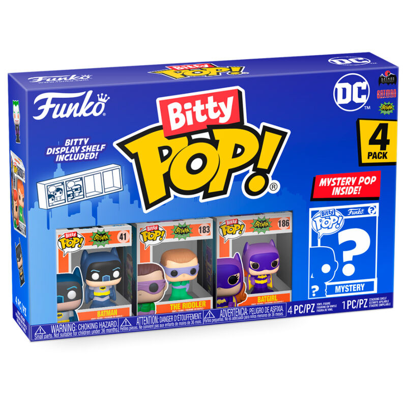 Blister de 4 figurines Bitty POP Batman Adam West FUNKO avec boîtiers acryliques transparents