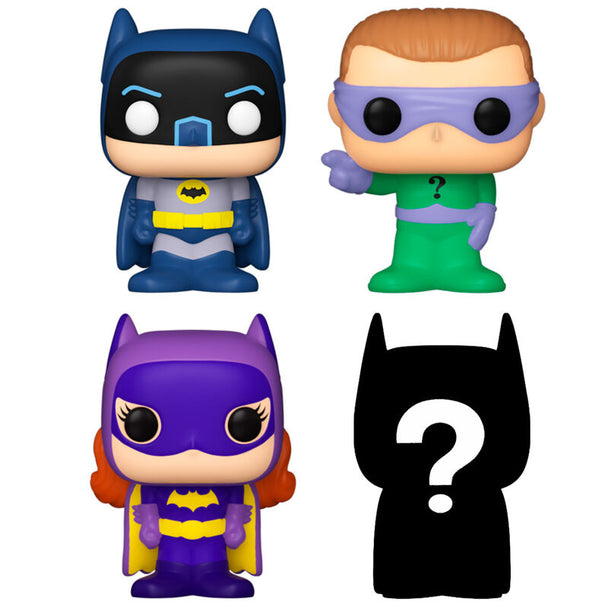 Zoom sur les figurines Bitty POP Batman Adam West avec base acrylique détachable