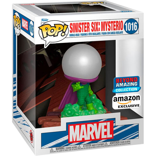 Figurine POP Deluxe Marvel Mysterio exclusive FUNKO montrant le personnage avec son casque emblématique et des détails précis