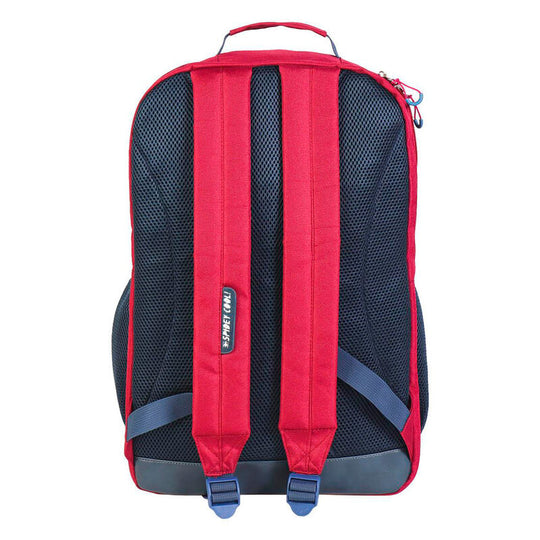 Détail du sac à dos Marvel Spiderman en polyester et PVC, mettant en avant la qualité des matériaux.