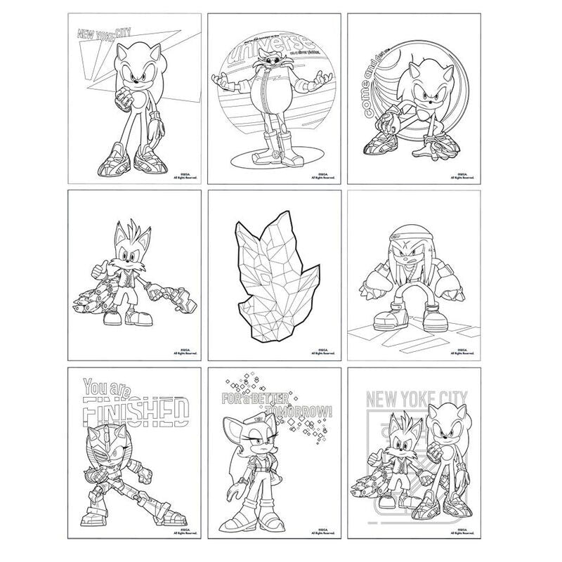 Cahier A5 compact avec 8 pages à colorier pour enfants fans de Sonic Prime