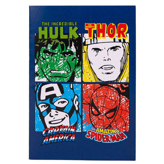 Ensemble des 5 crayons de couleur inclus dans le set de papeterie Marvel Avengers CERDÁ