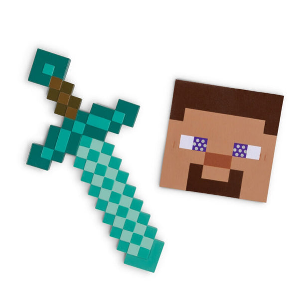 Masque Minecraft DISGUISE avec design pixelisé fidèle au jeu, idéal pour enfants lors de fêtes costumées.