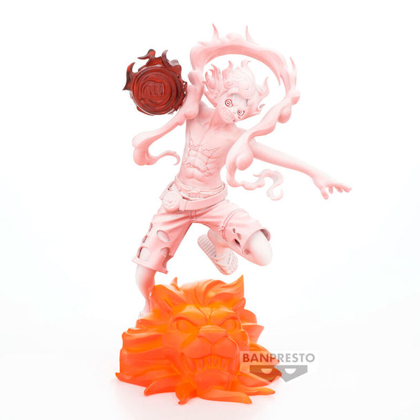 Vue latérale de la figurine BANPRESTO Monkey D Luffy avec posture dynamique