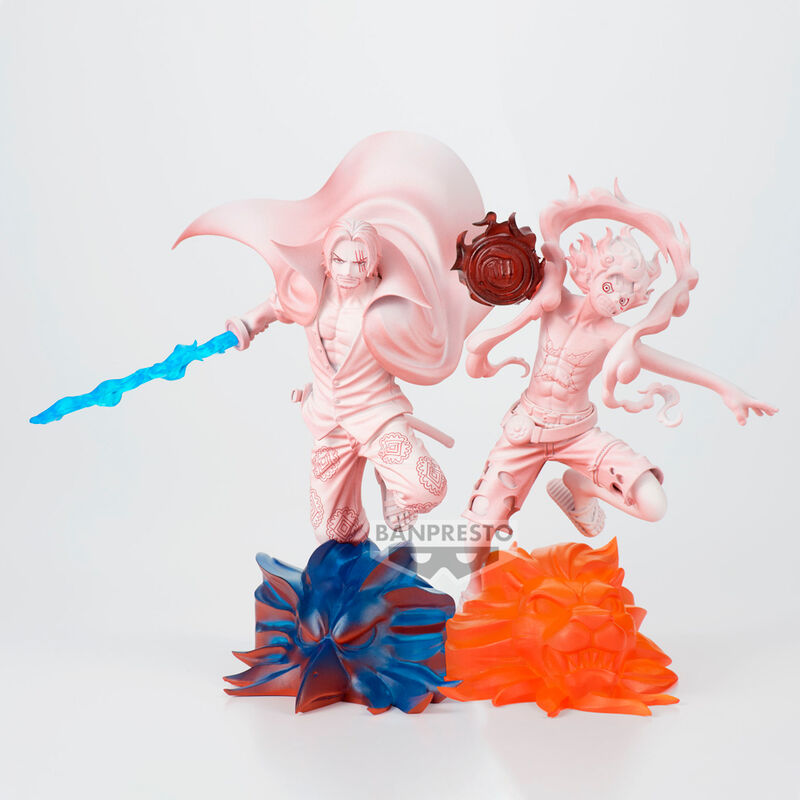 Photo de groupe des deux personnages Monkey D Luffy et Shanks figurines 11 cm du Film Red One Piece